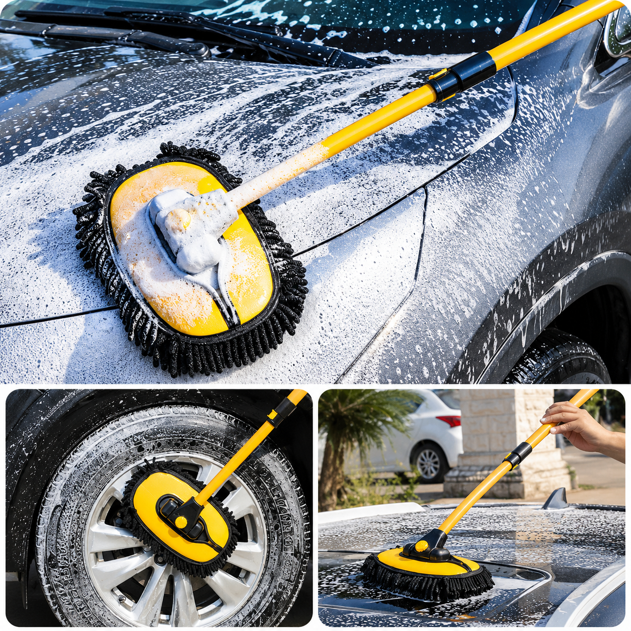 Curved Car Cleaning Brush with Telescopic Handle