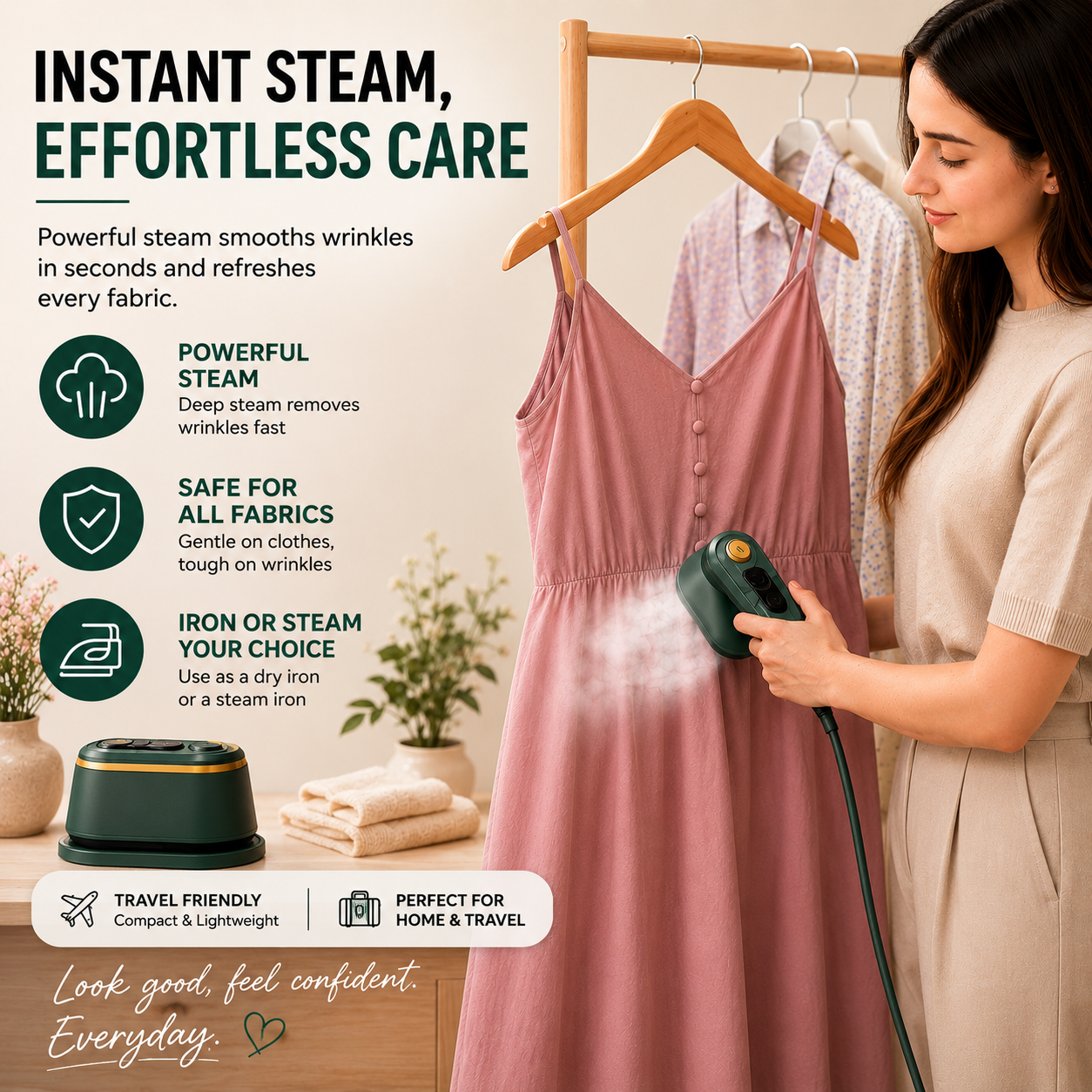 SteamEase Pro™ – 2-in-1 Portable Steam Iron