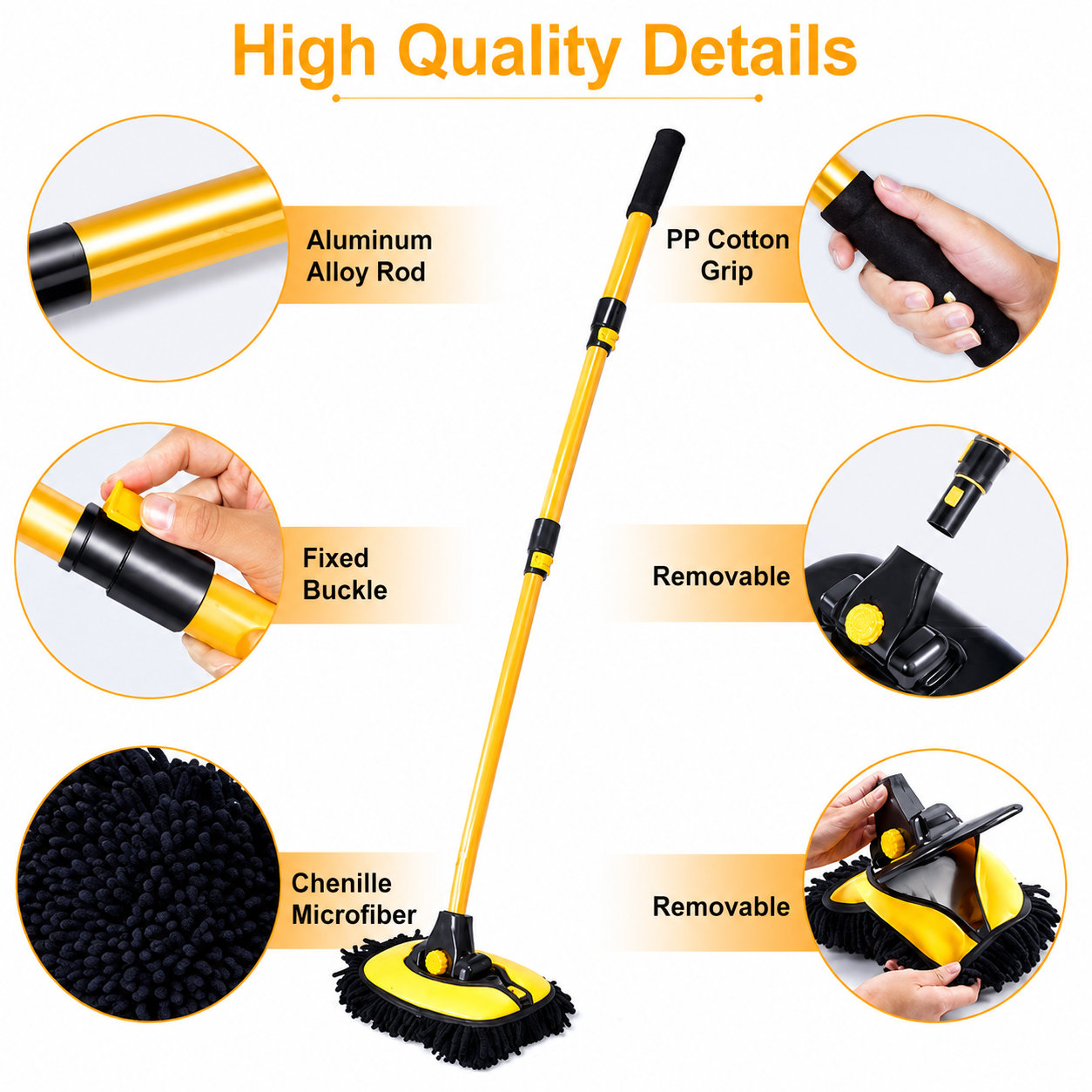 Curved Car Cleaning Brush with Telescopic Handle