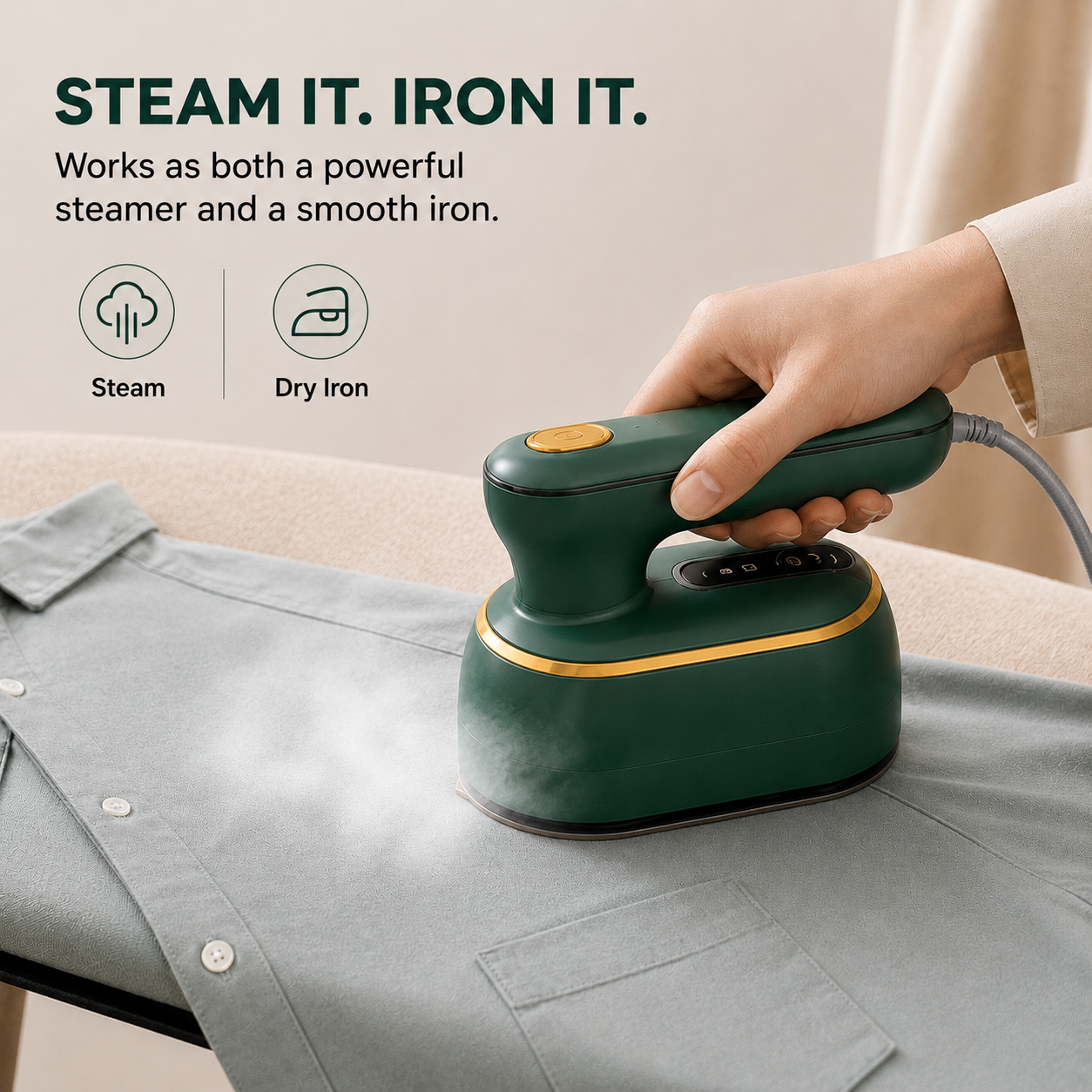 SteamEase Pro™ – 2-in-1 Portable Steam Iron